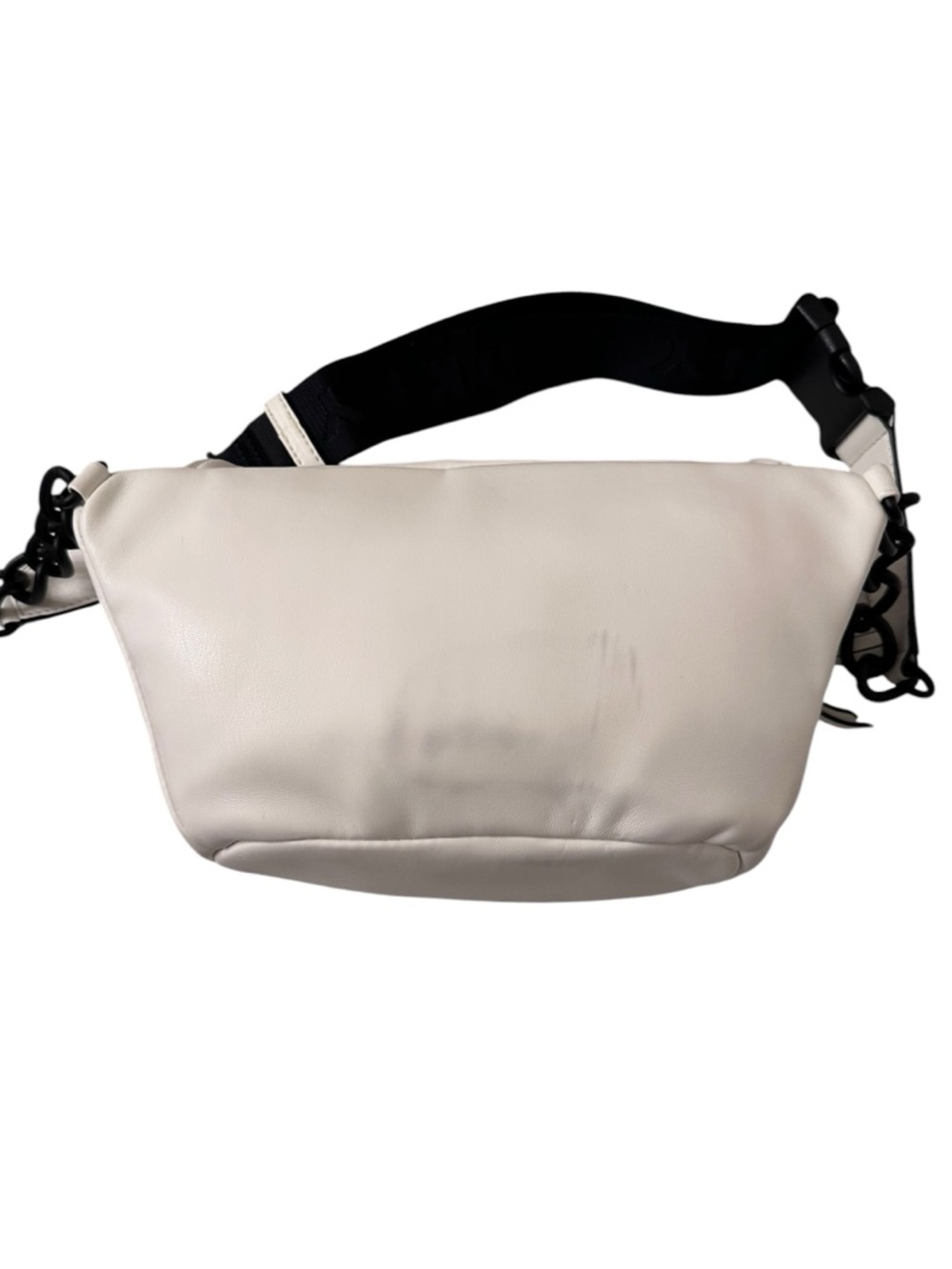 DKNY White Leather Belt Bag with Black Strap & Chain Detail - Picture 6 of 11